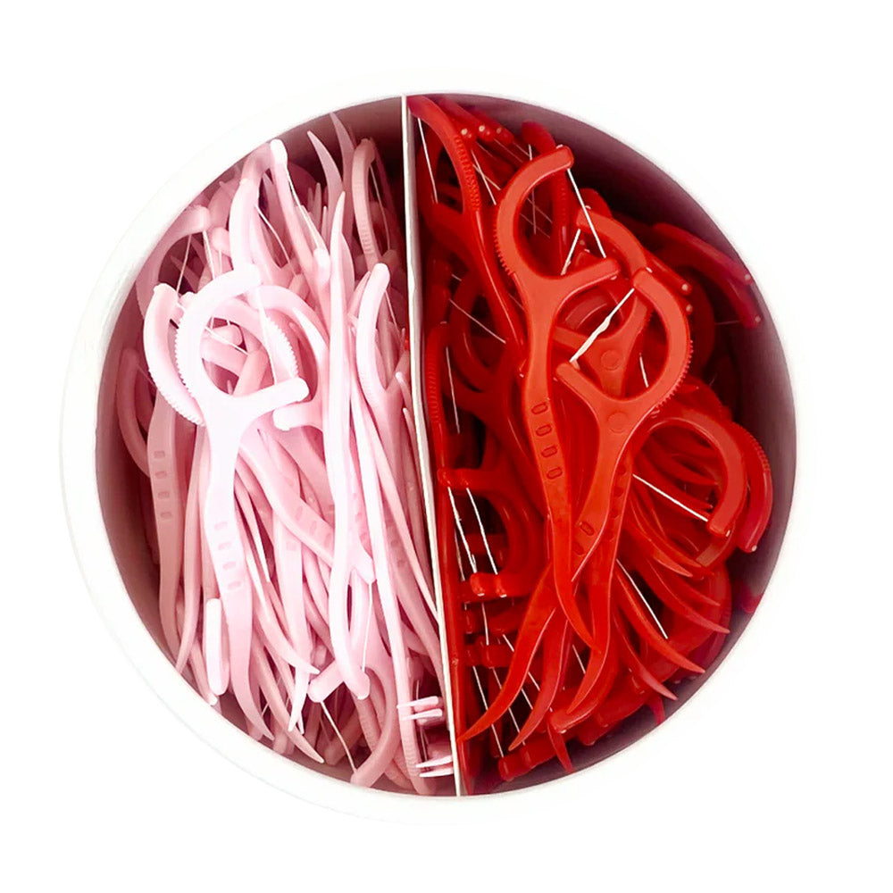 #SS46000 - 300 PALILLOS DE HILO DENTAL BIODEGRADABLES CON FORMA DE PASTEL DE FRESA