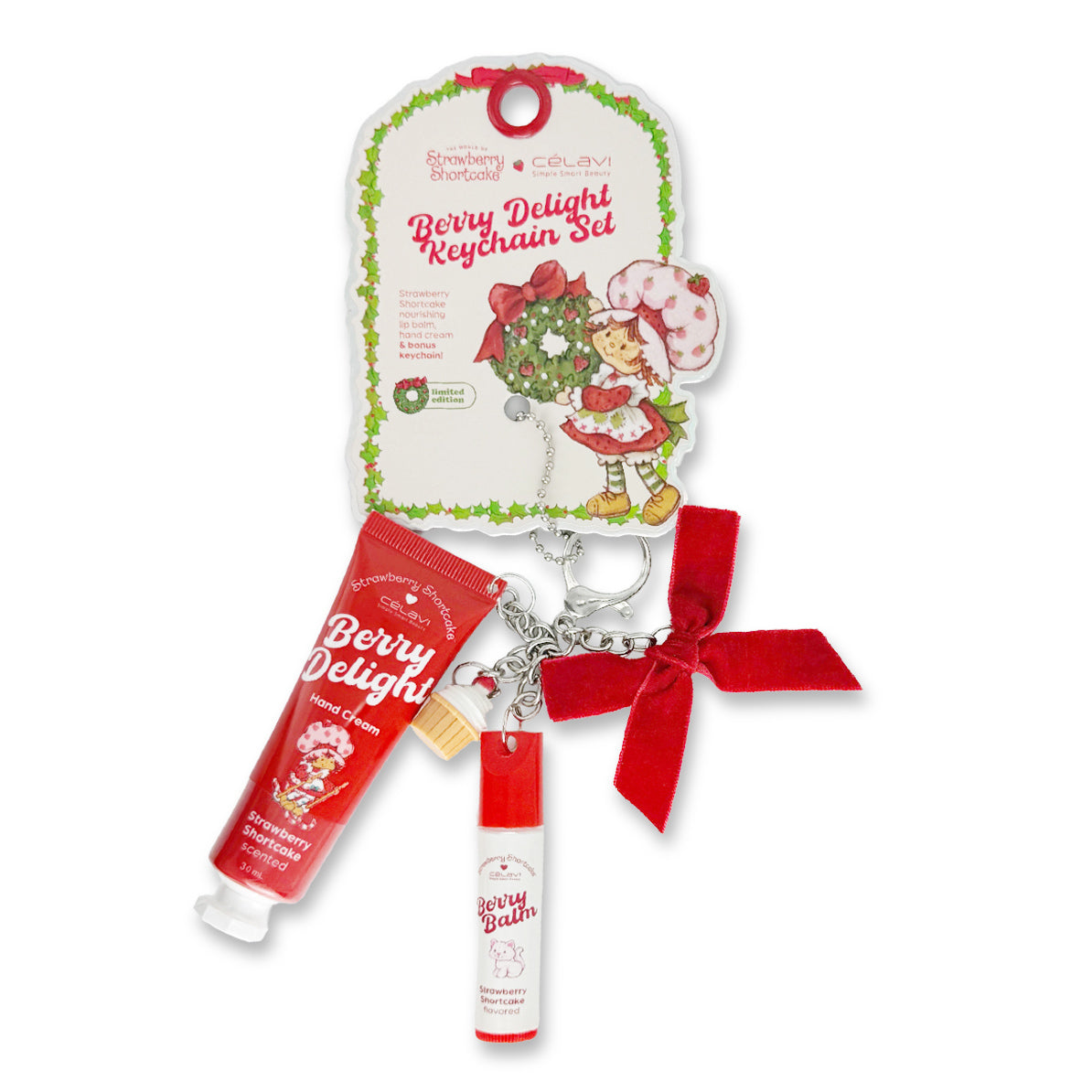 STRAWBERRY SHORTCAKE Holiday Lip Balm Hand Lotion Keychain
