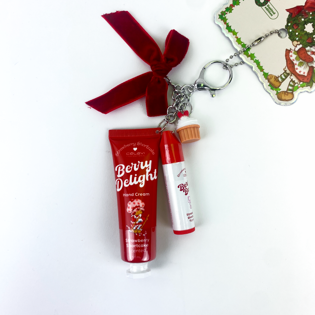 #SS60141H - STRAWBERRY SHORTCAKE Holiday Lip Balm Hand Lotion Keychain