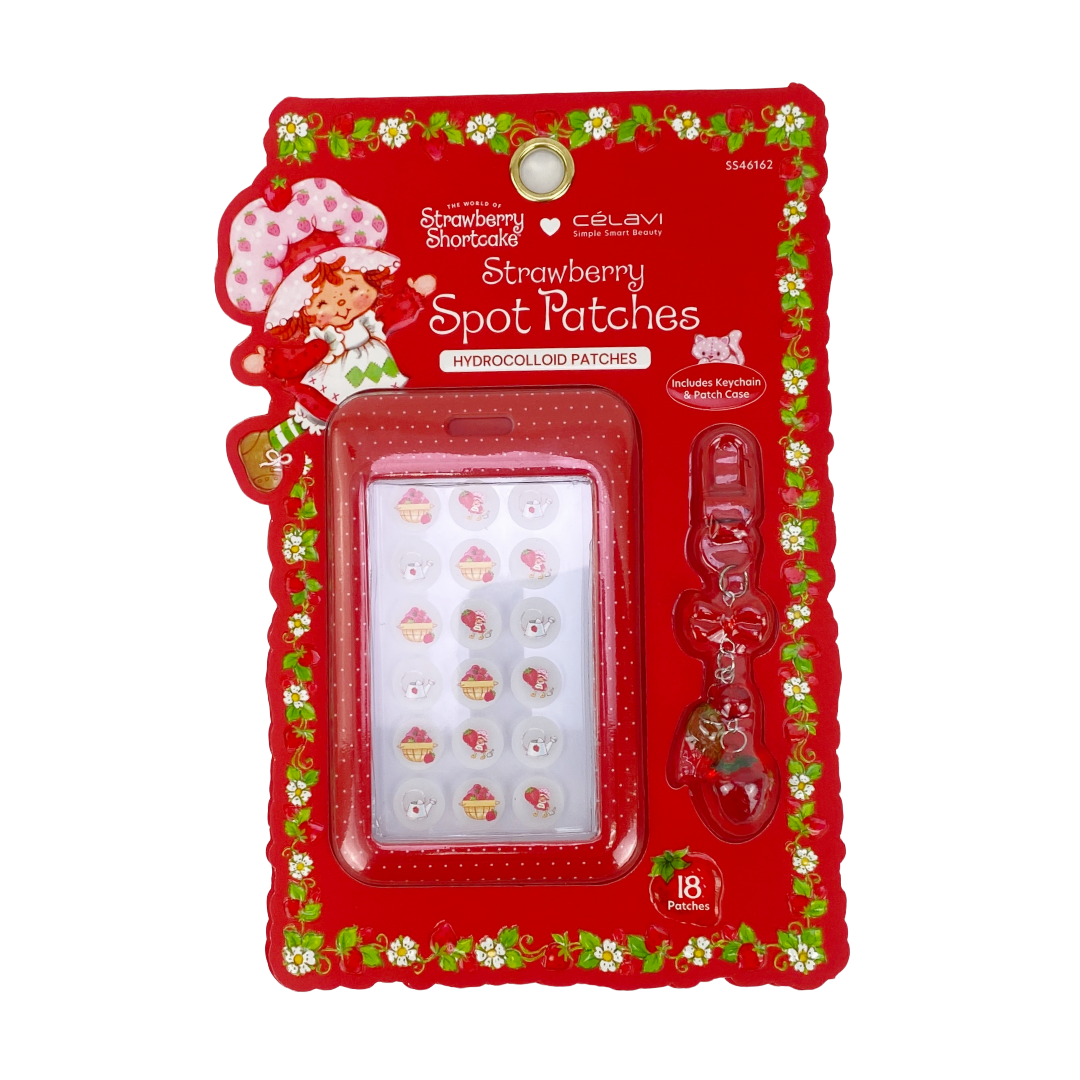STRAWBERRY SHORTCAKE 18 PC SPOT PATCHES WITH KEYCHAIN AND PATCH CASE