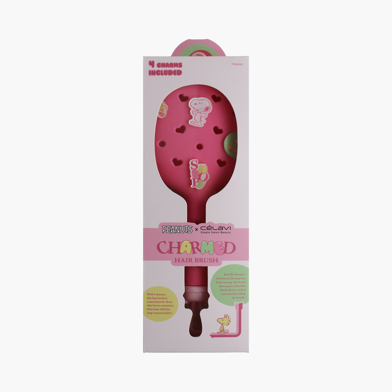 #P46566 - Celavi Peanuts Everyday Charm Hair Brush Pink