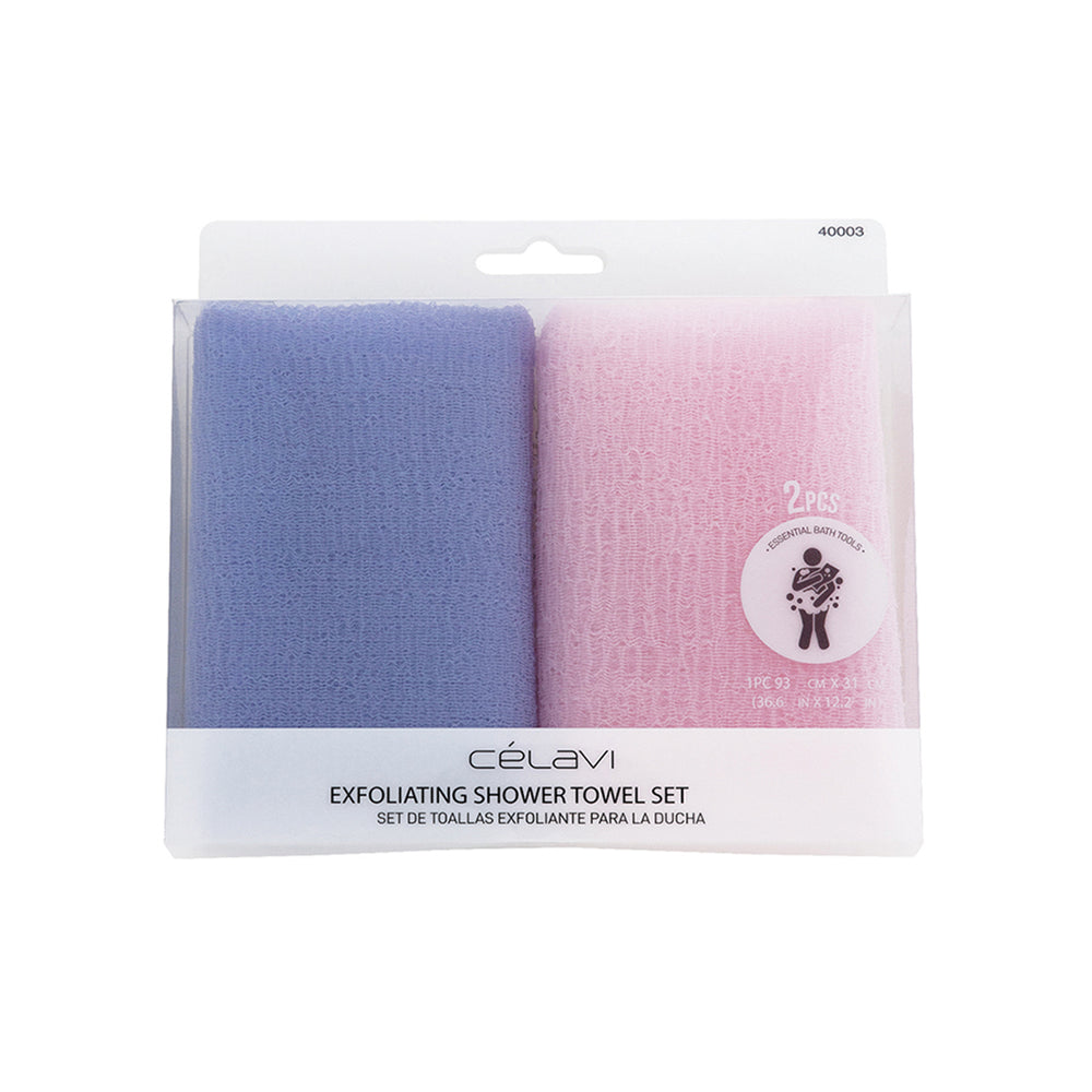 
                
                    Load image into Gallery viewer, Celavi 2PC Exfoliating Shower Towel Set
                
            