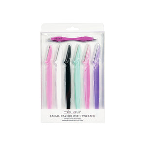 
                
                    Load image into Gallery viewer, Celavi 6PC Facial Razors with Tweezer
                
            