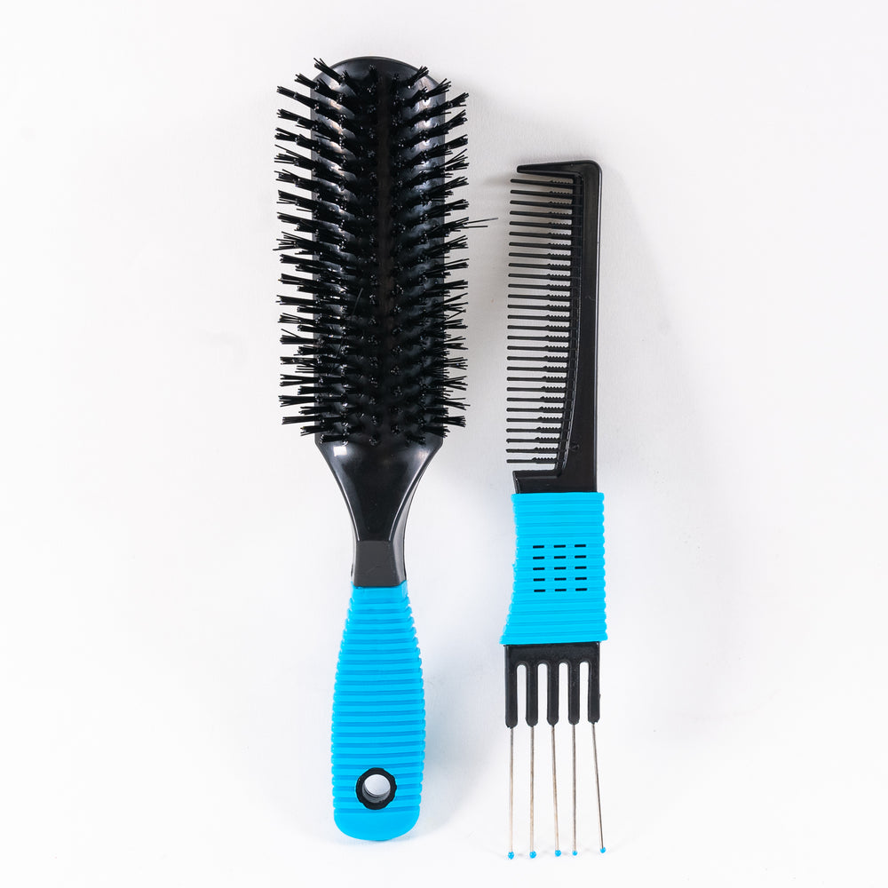 
                
                    Load image into Gallery viewer, Boar Bristle Brush with Metal Comb Set
                
            