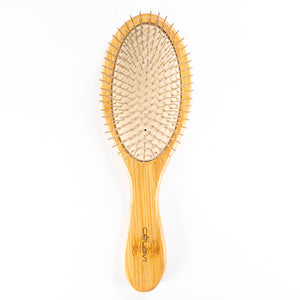 WOOD Hair Brush Oval Pneumatic 24cm Bristle:Small Spherical Bamboo Pin
